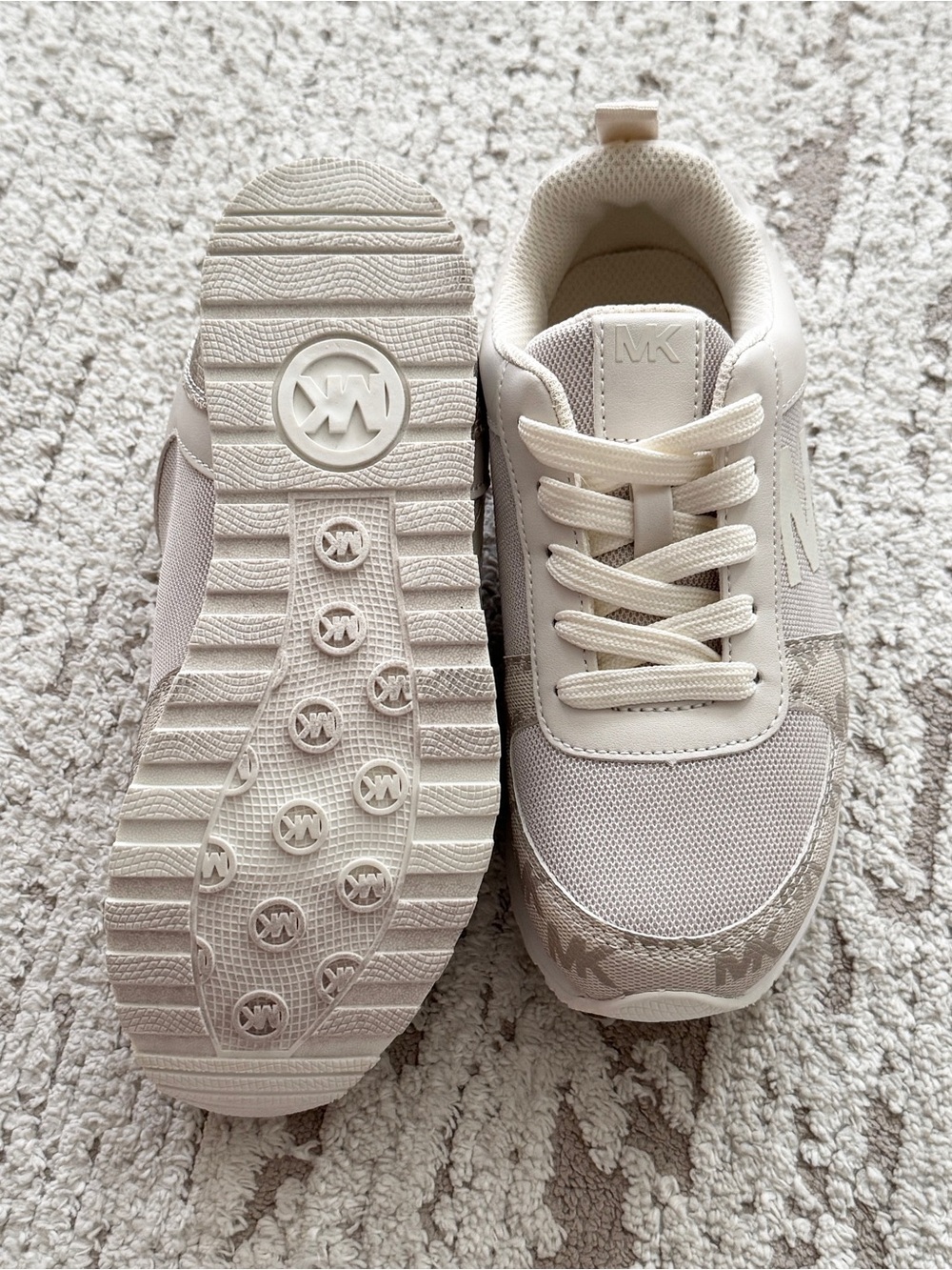 Michael Kors Cream and Beige MK Logo Casual Sneakers - Picture 6 of 6
